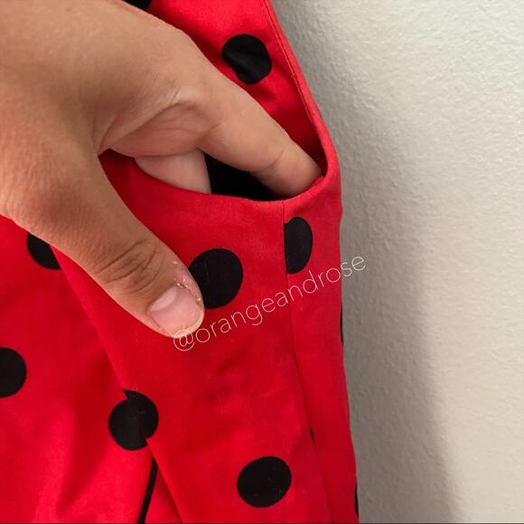 MARIANNA SENCHINA Red Black Polkadot Runway Midi Dress XS - Picture 13 of 16